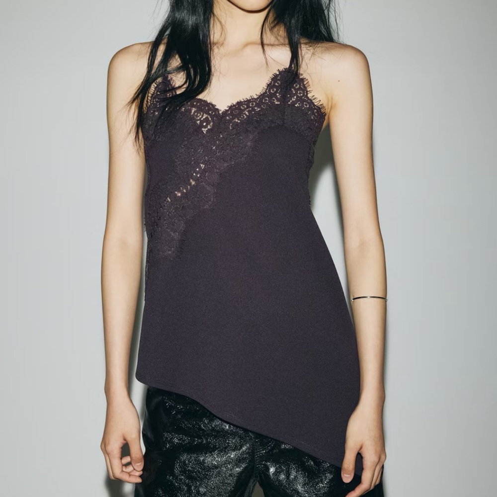 NWT Purple Lace Trim Cami